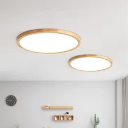 Plafoniere Moderne lampade a LED ultrasottili H2.8 / 4.5cm Lampadari nordici in legno Soggiorno Camera da letto Apparecchio per pannello di controllo remoto