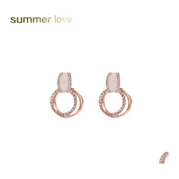Hoop Huggie Shiny Crystal Earrings for Women 3 Layer Circle Earring Design Jewelry Highgrade Gold och Sier Wedding Party Drop Deliv OTCW8