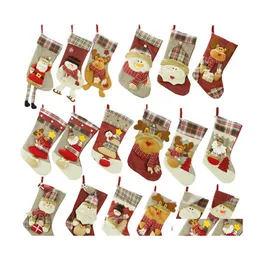 Decoraciones de navidad medias de gran tamaño calcetín de santa santa santa nieve reno de Navidad