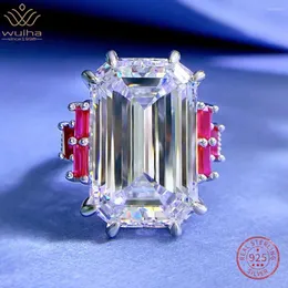 클러스터 반지 Wuiha 18K Gold Plated Ascher Cut 30ct 여성용 Moissanite Anniversary Ring 925 Sterling Silver Jewelry Drop