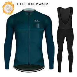 세트 Raudax 키트 2023 Winter Thermal Fleece Cycling Men 's Long Sleeve Jersey Suit Mountain Bike Riding Clothes Z230130