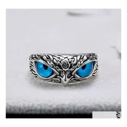 Band Rings Charm Vintage Cute Men And Women Simple Design Owl Ring Sier Color Engagement Wedding Jewelry Gifts Drop Delivery Dhf2Z