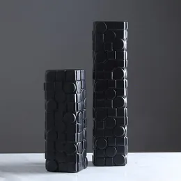 Vase Nordic Minimalist Black Lattice Vase Decorationファッションモダンリビングルームヴィラモデルホームクラフト