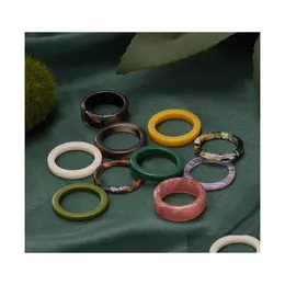 Bandringar 10st/set colourf harts akrylupps￤ttning f￶r kvinnor geometrisk rund tjej temperament m￥ngsidiga smycken g￥vor sl￤pp leverans dh97q