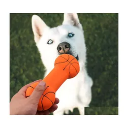 Dog Toys Chews Pet Bone Rubber Toy Chewing Dogs Pets Teether Press Sound Basketball Bones Large Play Wy1324 Drop Delivery Home Gar Dh50I