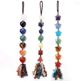 Pendant Necklaces Natural Stone Car Hanging Decoration Amulet Healing 7 Chakra Chips Healing/stars/Merkaba Weaving Lucky Home Decor