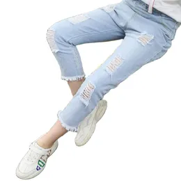 Jeans Summer Girls Ripped Children For Kids Roupas de bebê Denim Pant Broken Hole 3-12y