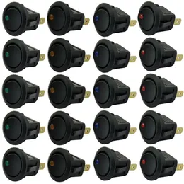 Tüm Arazi Tekerlekleri Parçalar Evrensel 20 PCS/Set 3pins Mavi Yeşil Sarı Kırmızı LED Işık 12V Araba Otomatik Tekne Yuvarlak Rocker Açık/Kapalı Geçiş Anahtarı