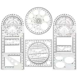 Other Desk Accessories 4 Pcs Multifunctional Geometric Ruler Drawing Tools Plastic Set Mathematics Measuring Circle s 230130