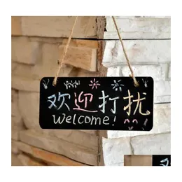 Party Favor Hanging Wooden Mini Blackboard Double Sided Erasable Chalkboard Wordpad Mes Sign Black Board Cafe Office School Supplies Dhhpd