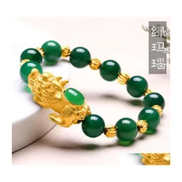 P￤rlstr￤ngar pixiu r￶d svartgr￶n obsidian p￤rlor armband feng shui bra rikedom lycka unisex psera hombre f￶r smycken tillverkning 794 dhmkg