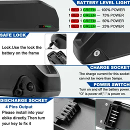 52V 48V 36V 14AH 17.5AH 20AH POLLY LITHIUM EBIKE BATTERY BIKE ELLICH DOWNTUBE BICICLETTA ELETTRICA لـ 1000W 1500W 750W MOTOR