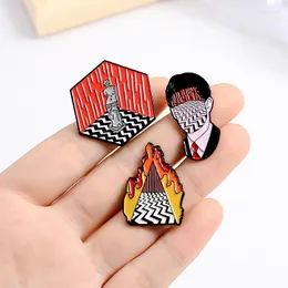 Brooches Geometric Lapel Badge De Milo Enamel Pin Lynch Style Twin Peaks Men Portrait For Shirt Jewelry Friends Gift