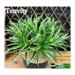 Decorative Flowers Wreaths Artificial Plants Plastic Green Leaves Chlorophytum Fake For Home Garden Balcony Decoration Backdrop Ou Ot2E3