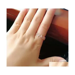 Bandringe Silber Stapelbarer unendlicher Herz-Gänseblümchen-Blumenring für Frauen Original-Markenschmuck Geschenk-Tropfen-Lieferung Dhimi