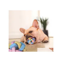 犬のおもちゃを噛む伸びるチューボールニットコントラストカラー歯歯ブラシトイボールトレーニングペット製品YHM2381ドロップ配信H DHO0B