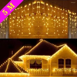 Strängar 5m LED -julbelysning Droop utomhus Icicle String för Eaves Balcony House Decoration Decorative Holiday Light