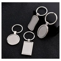 Keychains Lanyards Stainless Steel Metal Blank Keychain Fashion Geometry Shape Pendant Keyring Holder For Men Car Key Chains A142Z Dhfup
