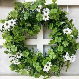 Decorative Flowers Lucky Grass Wreath St. Patrick's Day Pendant Christmas Welcome Home Garden Door Decoration