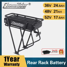 전기 자전거 배터리 36V 48V 20AH 52V 17AH 350W 750W 1500W 후면 랙 트렁크 eBike 배터리 배터리 배터리 더블 레이어 수하물 캐리어