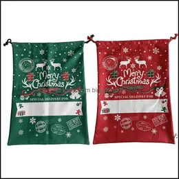 クリスマスの装飾50x70cmギフトバッグサブリメーションサンタclus袋大きな摩耗性綿キャンバスバッグ