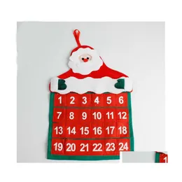 Christmas Decorations Countdown Advent Calendar With 24 Pockets Santa Claus Hanging Felt Xmas Home Decor Drop Delivery Garden Festiv Otqv4