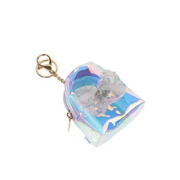 Anahtarlıklar kordon çocuk payetleri madeni para çantası pvc bayan anahtarlık çanta kız küçük cüzdan çocukları sevimli lazer mini kadın anahtar yüzük çantaları