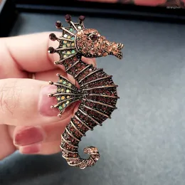 Brooches Colors Rhinestone Seahorse Brooch Creative Cute Animal Woman Child Party Clothing Accessories