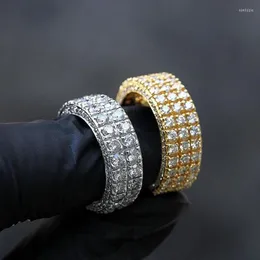 結婚指輪Huitan Luxury Gold Color/Silver Color Promise Full Paved CZ Stone High Quality Fashion versatile Jewelry for Women