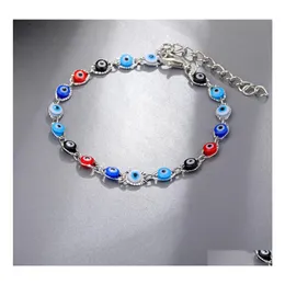 Link łańcuch Turkish Evil Eye Bracelets Kobiety ręcznie robione Lucky Blue Eye Kobiet urok modowy