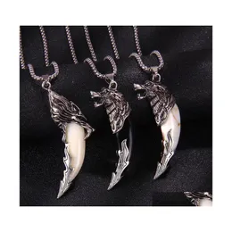 Pendant Necklaces Fashion Wolf Tooth Necklace For Men Long Chain Vintage Jewelry Gift C3 Drop Delivery Pendants Dhg5I