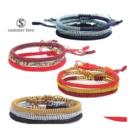 Catena di collegamento Trendy Ethnic String Rope Braidbracele Regolabile Amicizia Colourf Coppia Bracciale Commemora il regalo di gioielli per Dro Dhfy1
