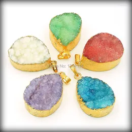 Pendant Necklaces Mixed Colors Crystal Cluster Drop Of Gold Cladding Approx 30 22 Mm