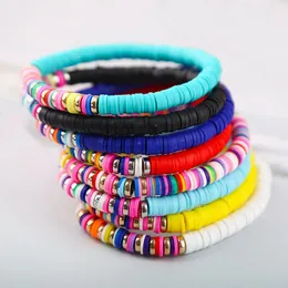 Strand Beaded Strands Boho Heishi Polimer Clay Disc Kulki rozciągnięcia Bransoletka 2023 Modna wielokolorowa winylowa płyta mieszana biżuteria