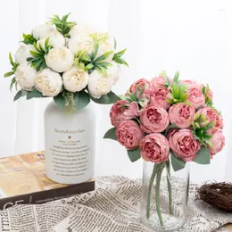 Decorative Flowers 30CM Artificial Flower Silk Peony Aquatic Fake Plant Bouquet White Pink Wedding Party Supplies Home Living Room