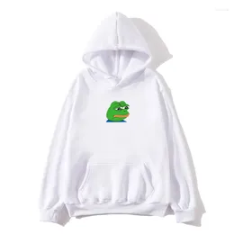 Herrtröjor man kvinna pullover tröja rolig graffiti tryck ledsen groda hip hop gul rosa hoodie moletom feminino