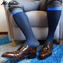 Men's Socks Mid-length Tube Color Striped Belt Heel European And American Business Suits High Elastic Nylon Stockings Men