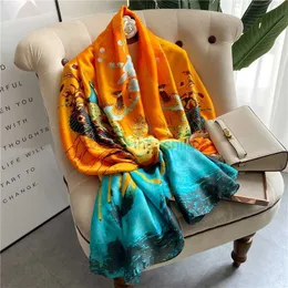 Sclves Luxury Brand Designer Silk وشاح Women 2022 شالات الصيف الربيع واللفائف الناعمة الطويلة Pashmina Foulard Bandana Scarves New Y23