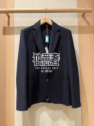 Blazer da uomo loro piana Cappotto da abito per il tempo libero in lino a maniche lunghe autunno grigio blu navy