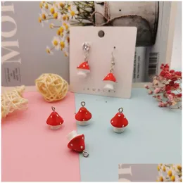 Charms 10Pcs/Lot 3D Small Red Mushroom Resin Pendants Vegetable Dangle For Diy Earrings Keychain Jewelry Making Accessories Gift Dro Dhk85