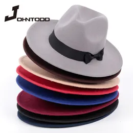 Breda randen hattar hink randen gentleman elegant damer vinter höst jazz hatt enkel kvinna man ull vintage gangster trilby filt fedora 230801