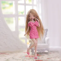 Dolls Design BJD Doll 1 6 Nana Party doll Style Skirt Fashion Cute Big Bow PU Pink Dress Resin Toys Joint Make Up 230731