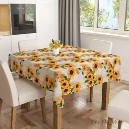 Bordduk Vintage Sunflower Tracloth Home Dining Room Retro Resistant Tracloth For Picnic Party Home Kitchen Table Decoration R230819