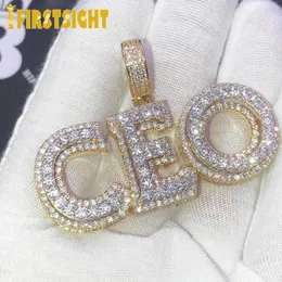 Pendant Necklaces Letter CEO Necklace Tennis Chain Iced Out Cubic Zirconia Sliver Color CZ Stone Choker Hip Hop For Men Women 230801