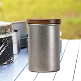 Корпопты для хранения кофейных контейнеров, запечатанных с деревянной крышкой Портативный вакуумный контейнер для орехов Специи в рюкзак