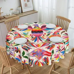 Masa bezi moda meksika otomi kuşları doku masa örtüsü yuvarlak yağ geçirmez halk çiçek sanat kapağı parti için 60 inç