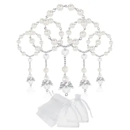 Charm Bracelets 30 Pcs Baptism Acrylic Rosary Beads Mini Rosaries Angel with Organza Bags for the First Communion Party Favors 230731