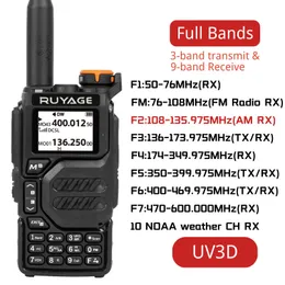 Walkie Talkie Ruyage UV3D Air Band Amateur Ham Two Way Radio Station UHF VHF 200CH FULL HT WITH NOAA CHANLEN AM SATCOM 230731