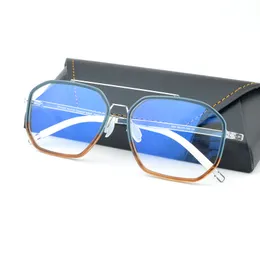 手作りのダブルノーズブリッジウルトラライト眼鏡アンチブルーライト純粋なBチタンフレーム2色合成レトロスクエアフレームビジネスマン四角成眼鏡眼鏡
