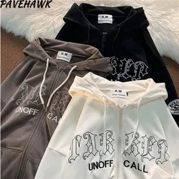 Kadın Ceket Y2K Kapüşonlu Ceketler Büyük Street Giyim Retro Mektup Nakış Hoodies Harajuku Zip Yukarı Punk Punk Giysileri 230731